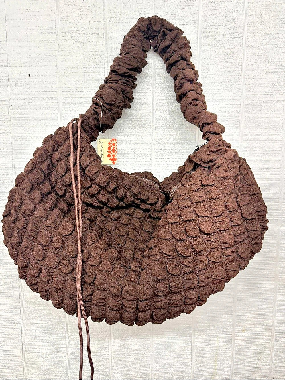 FREE PEOPLE PUCKER UP CARRYALL Brown Shoulder Bag NWT